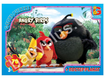 Пазлы картонные, 70 эл, формат А4 Angry Birds