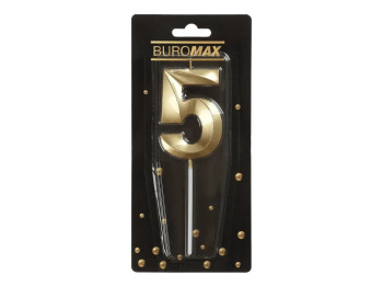 Свічка для торта цифра "5", золота, Buromax