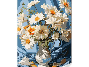Набор для росписи по номерам Ваза с белоснежными ромашками 30х40 см, Strateg