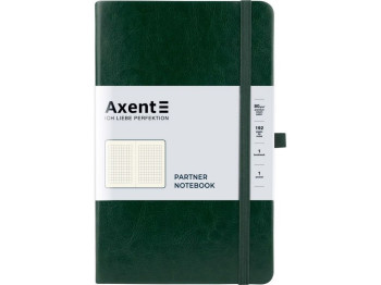 Записная книжка Axent Partner Lux А5 клетка, 96 листов, зеленая обложка, Axent