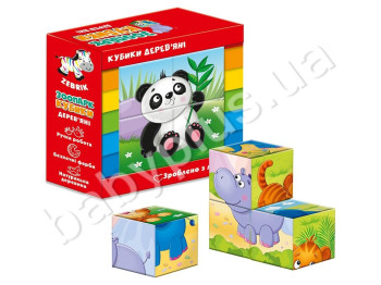 Дерев'яні кубики Зоопарк, Vladi Toys