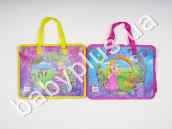Папка пластикова с текстильными ручками KIDIS, PRINCESS WORLD