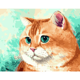 Набор для росписи по номерам Рыжий кот с голубыми глазами 40х50 см. Strateg VA-1294