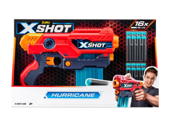 Швидкострільний бластер іграшковий X-Shot Red EXCEL Hurricane 16 патронів. Zuru 36440R