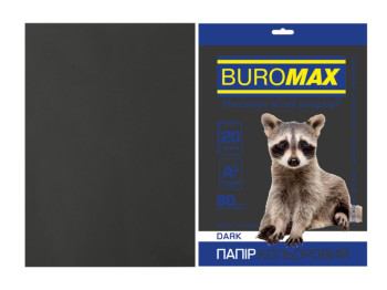 Цветная бумага BUROMAX DARK, A4, черная, 80 г/м², 20 листов