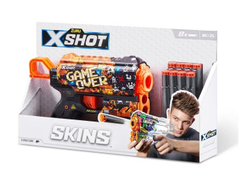 Быстрострельный игрушечный бластер X-SHOT Skins Flux Game Over 8 патронов. Zuru 36516E