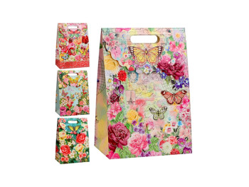 Пакет-сумка подарочная бумажная M Shining flowers 24х32х10,5 см, YM01038-M