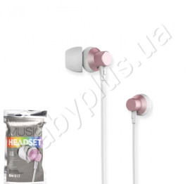 Навушники провідні RM-512 Metal Wired Music Headse. Remax Pink
