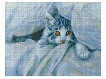Алмазна картина Грайливий котик 40х50 см. Strateg D0069