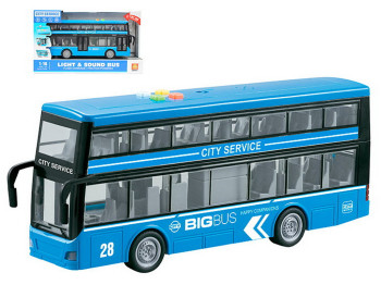 Двухэтажный автобус City Service, 28,5 см, инерционный, свет и звук