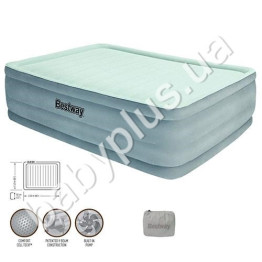 Велюр-матрас серый с встроенным насосом 220V с дорожной сумкой Bestway 67536