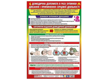Плакат "Домедицинская помощь в случае остановки дыхания и прекращения сердечной деятельности", Ранок