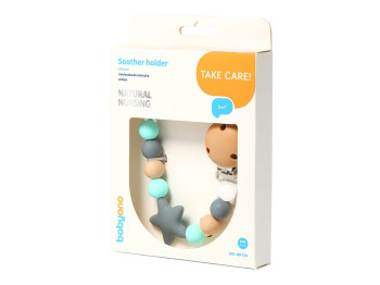 Держатель для пустышки с застежкой Natural nursing бирюзово с коричневым. BabyOno 719/01