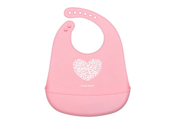 Слюнявчик силиконовый с карманчиком Pastel - розовый. Canpol Babies 74/024_pin