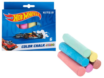 Мел цветной Jumbo Hot Wheels 6 цветов. Kite HW24-073