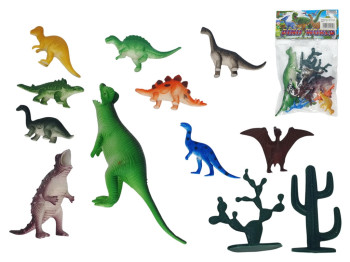 Набор фигурок динозавров Dino World, 12 элементов с растениями