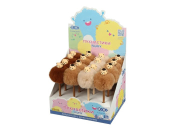 Ручка кулькова з помпоном Fluffy Bear 0,7 мм, зі змінним стрижнем, мікс видів (ціна за 1шт) ZiBi