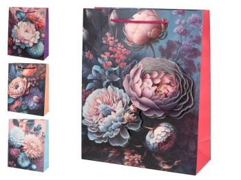 Пакет подарунковий паперовий Flowers 3D, 18х24х8.5см, мікс видів