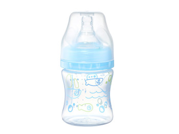 Бутылка антиколиковая с широким отверстием голубая 120 мл. BabyOno 402/03