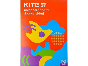 Картон кольоровий двостороній А4, 10 аркушів, 10 кольорів, Kite