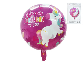 Воздушный шар фольгированный Единорожка "Happy Birthday", 45см, 1 шт