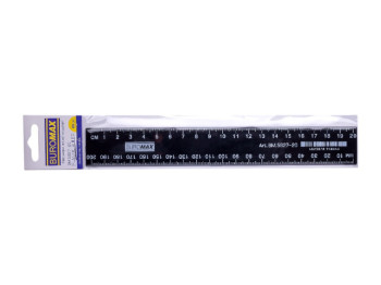 Линейка пластиковая BUROMAX, 20 см, черная