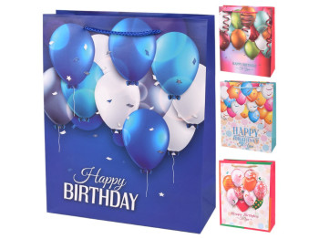 Пакет подарочный бумажный M "Happy Birthday" 26х32х10см, R95498-M