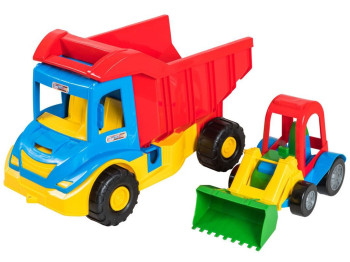 Машинка самоскид Multi Truck 39219 з трактором 38 см, відкидний кузов, Tigres