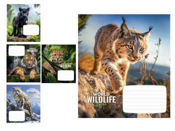 Зошит учнівський 24 аркуші, у клітинку, "Wildlife", Школярик 024-3679K
