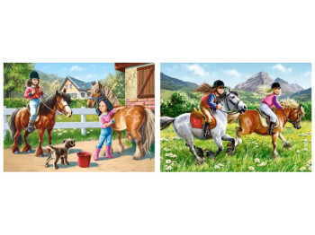 Пазлы Прогулки на лошадях, 2х Puzzle, 70, 135 элементов, Castorland B-021079