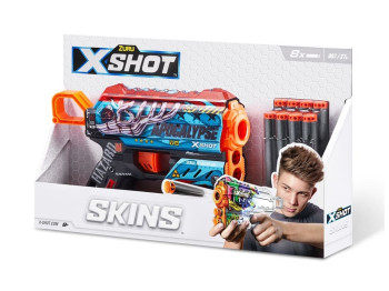 Швидкострільний бластер іграшковий X-SHOT Skins Flux Apocalypse 8 патронів. Zuru 36516G