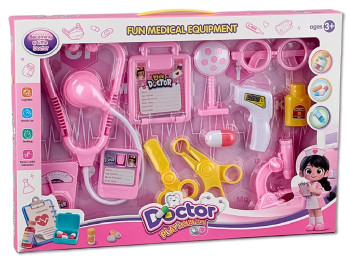 Игровой набор доктора Doctor, со стетоскопом и медицинскими инструментами, розовый