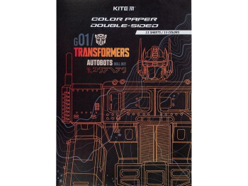 Бумага цветная двусторонняя Transformers А4. 15 листов. 15 цветов. Kite TF24-250