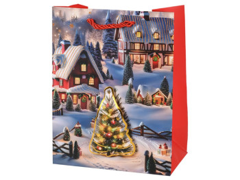 Пакет новорічний паперовий S Winter evening 3D 18х23х10см, R96607-S