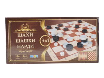 Набір 3в1 шашки, шахи, нарди. M.Toys S0003