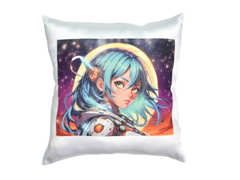 Подушка декоративная с принтом Anime девушка в художественном мире, 35x35 см, микровелюр, Strateg