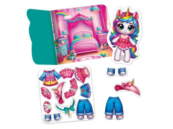 Гра з липучками Єдиноріжка, Vladi Toys, набір одягу та фон для перевдягання