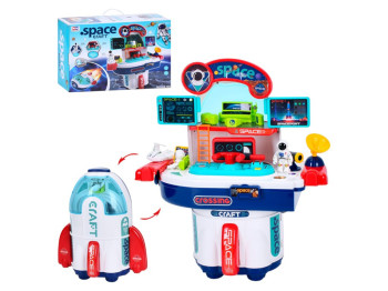 Игровой набор 2в1, стол-космическая база, ракета, звук, свет, фигурки, транспорт, на батарейках
