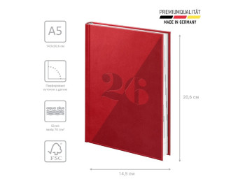 Ежедневник Brunnen Standard Torino Trend 2026, A5, коралловый