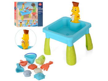 Столик-песочница с воронкой HG-1219, 35,5 см, с формочками и ковшом, BabyToys