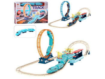 Игрушка железная дорога 4145-49B, локомотив с музыкой, петля 360°, аккумулятор, 148×62×41 см