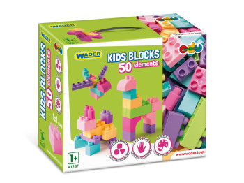 Kids Blocks конструктор розовый. 50 деталей. Wader 41297