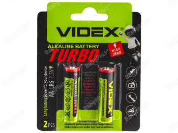 Батарейка алкалінова Videx Turbo, 1.5V, AA, LR6 (ціна за лист 2шт) 4820118294308