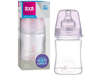 Бутылочка стеклянная Diamond Glass 150 мл Baby Shower girl. LOVI 74/104girl