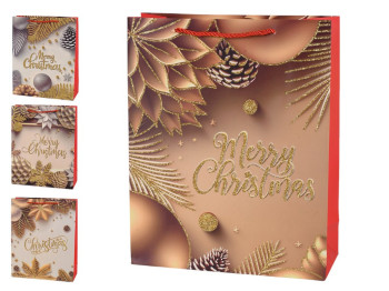 Пакет новорічний паперовий L Merry Christmas 31х40х12см, R96637-L