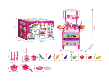 Игровой набор кухня, плита, мойка с водой, звук, свет, посуда, продукты, на батарейках