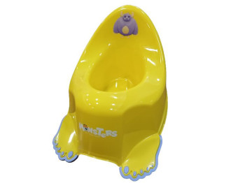 Горшок Монстрики с скользящей резиной и музыкой желтый. Tega Baby PO-026-124