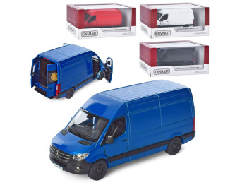 Машинка инерционная металлическая Mercedes-Benz Sprinter Kinsmart, 16 см, открываются двери, Kinsm