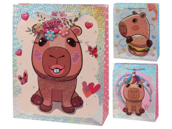 Пакет подарочный бумажный M "Capybara" 26х32х10см, R34623-M