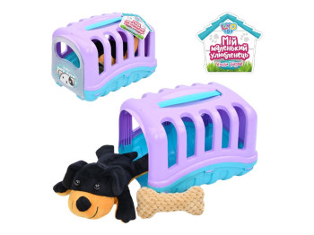 Игровой набор с плюшевой собачкой и переноской, 17 см, с косточкой, Limo Toy